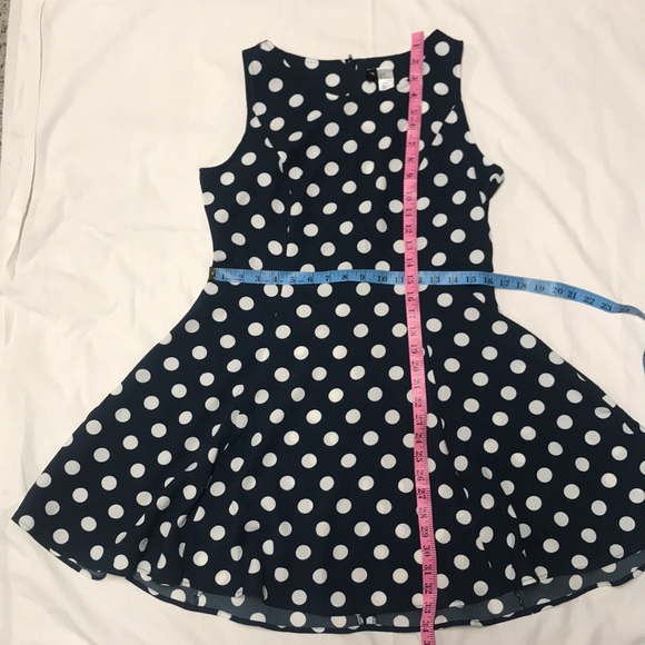 H&M Divided Navy Blue Polka dot mini dress 14 - Picture 4 of 10